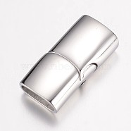 304 Stainless Steel Magnetic Clasps with Glue-in Ends, Rectangle, Stainless Steel Color, 24x12x7.5mm, Hole: 5x10mm(STAS-P100-09P)