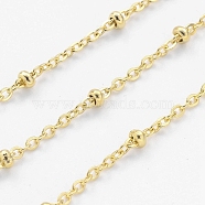 Ion Plating(IP) 304 Stainless Steel Cable Chains, Satellite Chains, Soldered, with Spool, Rondelle Beads, Golden, 2.5x2x0.5mm, about 32.81 Feet(10m)/Roll(CHS-H007-06G)