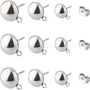 Unicraftale 304 Stainless Steel Stud Earring Findings, with Loop, Dome/Half Round, Mixed Color, 36pcs/box(STAS-UN0012-11)