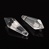 Faceted Glass Pendants, Crystal Suncatcher, Clear, 36~38x12~14mm, Hole: 1mm(GD14x37mmC01)