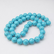 Synthetic Turquoise Beads Strands, Dyed, Round, Deep Sky Blue, 8mm, Hole: 1mm, about 50pcs/strand, 15.7 inch(TURQ-H038-8mm-XXS09)
