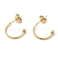 304 Stainless Steel Stud Earring, Half Hoop Ear Stud, Real 18K Gold Plated, 15x3x20mm(EJEW-H134-02A-G)