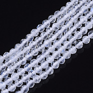 Natural Rainbow Moonstone Beads Strands, Grade A+, Round, Faceted, 2.5mm, Hole: 0.5mm, about 180pcs/strand, 15.35 inch(39cm)(G-R465-02A)