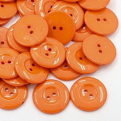 Acrylic Sewing Buttons for Costume Design, Plastic Shirt Buttons, 2-Hole, Dyed, Flat Round, Dark Orange, 25x3mm, Hole: 2mm(BUTT-E087-C-04)