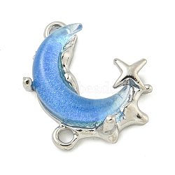 Alloy And Resin Pendants, Moon, Blue, 17x20x8mm(PALLOY-S029-01C-01)