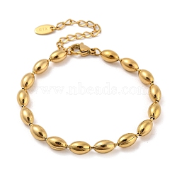 201 Stainless Steel Rugby Beaded Chain Bracelets, Golden, 6-3/8 inch(16.2cm), Wide: 5mm(BJEW-G696-01C-G)