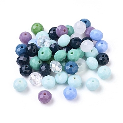 Glass Beads, Mixed Style, Faceted, Rondelle, Mixed Color,8x6mm, Hole: 1mm(X-EGLA-F122-8x6mm-M03)