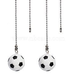 Plastic Pendant Decoration, with Brass Ball Chain, Football, White, 360mm(HJEW-WH0008-30P)