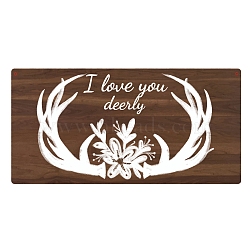 Natural Wood Hanging Wall Decorations, with Jute Twine, Rectangle with Word I Love You, Colorful, Flower Pattern, 150x300x5mm(HJEW-WH0015-005)