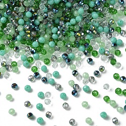 Glass Beads, Mixed Style, Faceted Rondelle, Lime Green, 4x3.5mm, Hole: 1mm, about 500pcs/bag(GLAA-YW0003-39H)