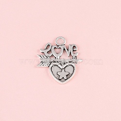 Valentine's Day Tibetan Style Alloy Pendants, Heart, Antique Silver, 23.5x21mm(FIND-CJC0019-25E)