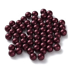 Plastic Imitation Pearl Beads, Round, Dark Red, 8x7.5mm, Hole: 1.2mm(FIND-M059-01C-02)