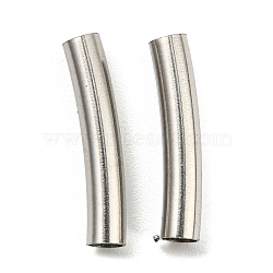 Non-Tarnish 304 Stainless Steel Tube Beads, Curved Tube, Stainless Steel Color, 15x3mm, Hole: 2.5mm(STAS-B047-27C-P)