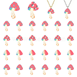 CHGCRAFT 24Pcs 4 Styles Opaque Printed Acrylic Big Pendants, Mushroom, Colorful, Mixed Patterns, 54x33x2mm, Hole: 1.6mm, 6pcs/style(MACR-CA0001-37)