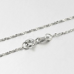 Trendy 925 Sterling Silver Chain Necklaces, with Spring Ring Clasps, Thin Chain, Platinum, 18 inch, 1mm(STER-M050-B-19)