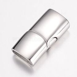 304 Stainless Steel Magnetic Clasps with Glue-in Ends, Rectangle, Stainless Steel Color, 24x12x7.5mm, Hole: 5x10mm(STAS-P100-09P)