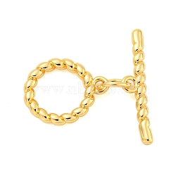 Brass Toggle Clasps, Ring, Real 18K Gold Plated, Ring: 13x11x1.5mm, Hole: 1.2mm, Bar: 19x4x1.5mm, Hole: 1.2mm(KK-A223-25G)