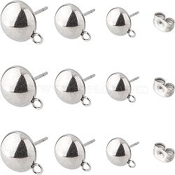 Unicraftale 304 Stainless Steel Stud Earring Findings, with Loop, Dome/Half Round, Mixed Color, 36pcs/box(STAS-UN0012-11)