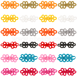 Nbeads 36pairs 9 colors Handmade Chinese Frogs Knots Buttons Sets, Polyester Button, Mixed Color, 31x79x9.4mm, 4pairs/color(BUTT-NB0001-46)