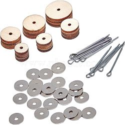 Doll Joints Wooden Dolls Accessories, for DIY Crafts Toys Teddy Bear Making, with Wood Discs, Iron Washers & Pins, Platinum, 12~24x2.5mm, Hole: 2.5mm, 6bags/box(DIY-NB0003-81)