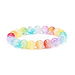 Rainbow Acrylic Round Beaded Stretch Bracelet for Women, Colorful, Beads: 10mm, Inner Diameter: 2-1/4 inch(5.8cm)(BJEW-JB07555)