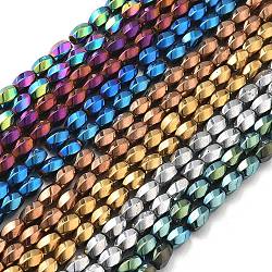 Electroplated Synthetic Magnetic Hematite Beads Strands, Long-Lasting Plated, Twist, Mixed Color, 8x5.5mm, Hole: 1mm, about 49pcs/strand, 16.06''(40.8cm)(G-P545-G01-02)