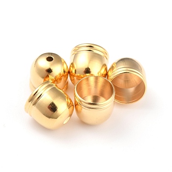 Brass Core End Caps, Long-Lasting Plated, Column, Real 24K Gold Plated, 10x10mm, Hole: 1.6mm, Inner Diameter: 8mm