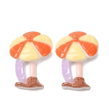 Opaque Resin Cabochons, Umbrella, Colorful, 29x20x7mm