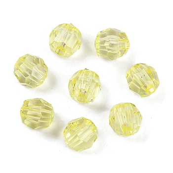 Transparent Acrylic Beads, Faceted, Cone, Champagne Yellow, 6mm, Hole: 1.2mm, 4545pcs/500g