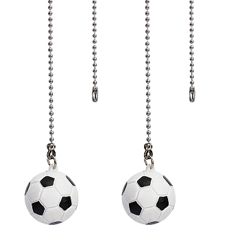 Plastic Pendant Decoration, with Brass Ball Chain, Football, White, 360mm