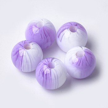 Resin Beads, Round, Lilac, 14x13.5mm, Hole: 2.5mm