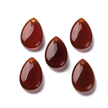 Natural Carnelian(Dyed & Heated) Pendants, Flat Teardrop Charms, 20x13x5mm, Hole: 1.5mm