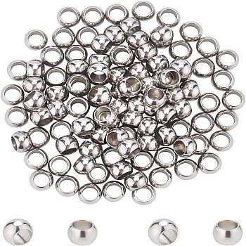 Unicraftale 100Pcs 304 Stainless Steel Beads, Rondelle, Stainless Steel Color, 4x2.6mm, Hole: 2.5mm