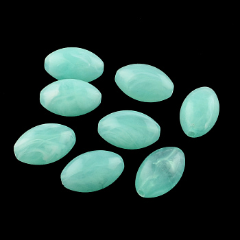 Oval Imitation Gemstone Acrylic Beads, Medium Turquoise, 20x12mm, Hole: 2.5mm, about 65pcs/126g