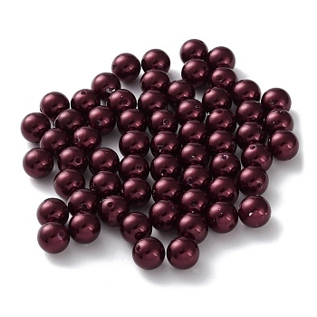 Plastic Imitation Pearl Beads, Round, Dark Red, 8x7.5mm, Hole: 1.2mm