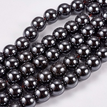 Non-Magnetic Synthetic Hematite Beads Strands, Round, Black, 8mm, Hole: 1.5mm, about 50pcs/strand