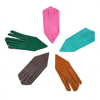 Eco-Friendly Sheepskin Leather Tassel Pendants, Mixed Color, 49x18x1mm, Hole: 1.4mm