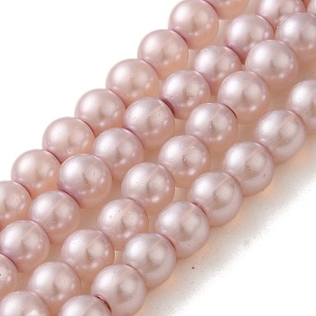 Baking Painted Pearlized Glass Pearl Round Bead Strands, Pearl Pink, 6~7mm, Hole: 1mm, about 135~140pcs/strand, 31.4 inch