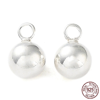 925 Sterling Silver Pendants, Bell Charm, Silver, 9x6mm, Hole: 1.5mm
