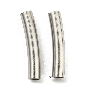 304 Stainless Steel Tube Beads, Curved Tube, Stainless Steel Color, 15x3mm, Hole: 2.5mm