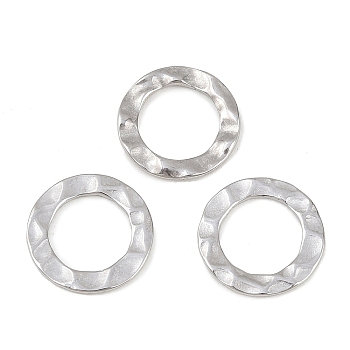 304 Stainless Steel Linking Rings, Textured Flat Ring, Stainless Steel Color, 15x1.5mm, Inner Diameter: 10mm