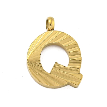 Ion Plating(IP) 304 Stainless Steel Charms, Handmade Engrave Figure, Full Polished, Golden, Letter Q, 13.5x11x2mm, Hole: 1.8mm