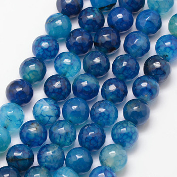 Natural Agate Bead Strands, Round, Grade A, Faceted, Dyed, Dodger Blue, 10mm, Hole: 1mm, about 37pcs/strand, 15 inch