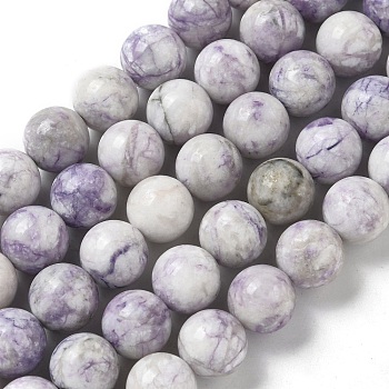 Natural Purple Turquoise Beads Strands, Round, 10mm, Hole: 1mm, about 38pcs/strand, 15.16 inch(38.5cm)