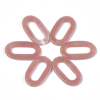 Acrylic Linking Rings, Quick Link Connectors, For Jewelry Chains Making, Imitation Gemstone Style, Oval, Rosy Brown, 36.5x21x3.5mm, Hole: 24.5x8.5mm, about: 290pcs/500g