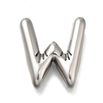 304 Stainless Steel Pendants, Letter Charm, Anti-Tarnish, Letter W, 21x19x5.5mm, Hole: 3.4x2mm