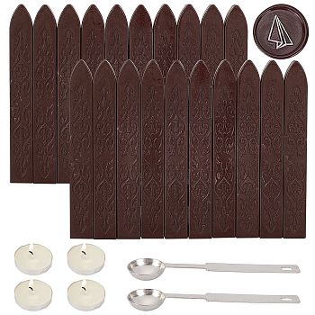 CRASPIRE DIY Scrapbook Kits, Including Candle, Stainless Steel Spoon and Sealing Wax Sticks, Coffee, 9x1.1x1.1cm, 20pcs