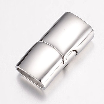 304 Stainless Steel Magnetic Clasps with Glue-in Ends, Rectangle, Stainless Steel Color, 24x12x7.5mm, Hole: 5x10mm