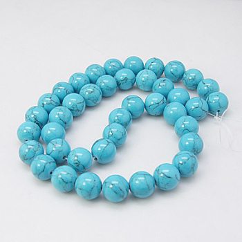 Synthetic Turquoise Beads Strands, Dyed, Round, Deep Sky Blue, 8mm, Hole: 1mm, about 50pcs/strand, 15.7 inch