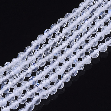 Natural Blue Moonstone Beads Strands, Grade A+, Round, Faceted, 2.5mm, Hole: 0.5mm, about 180pcs/strand, 15.35 inch(39cm)(G-R465-02A)